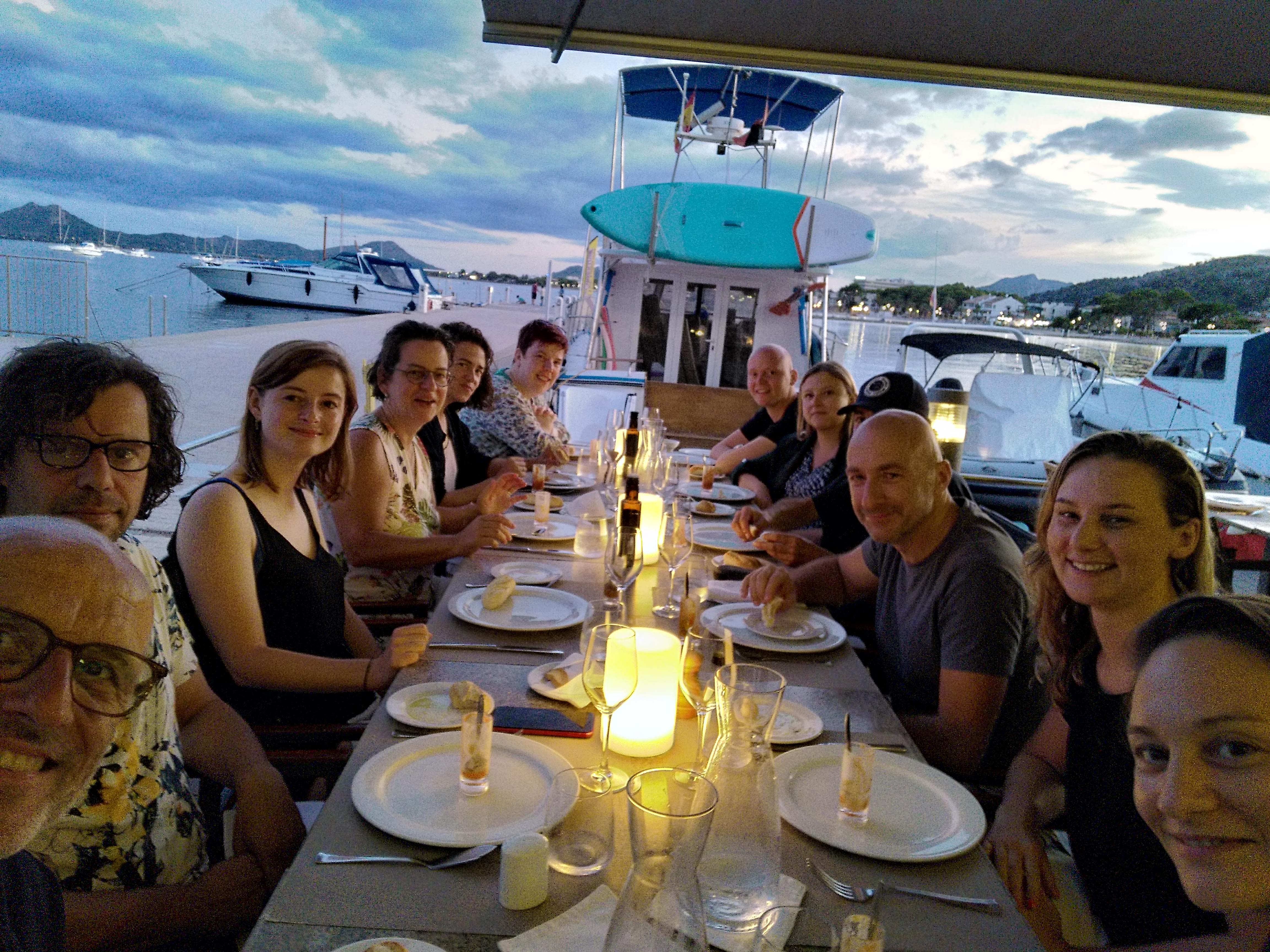 Beach dinner during a Spark Retreat